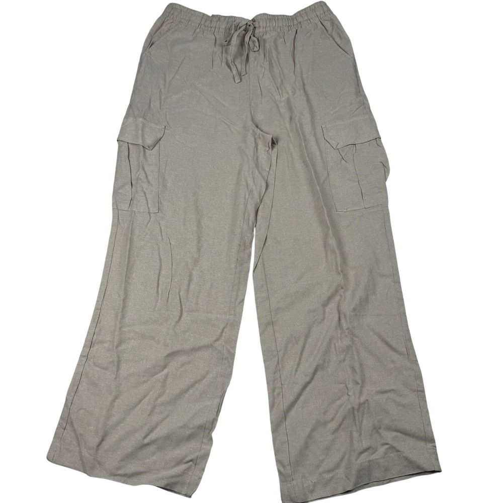 NWT Serra Pants Womens Size Medium Viscose Linen Pants Pockets‎ Wideleg Baggy